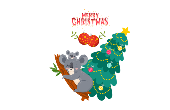 Christmas Cute Koala Illustration: A Charming Graphics Asset