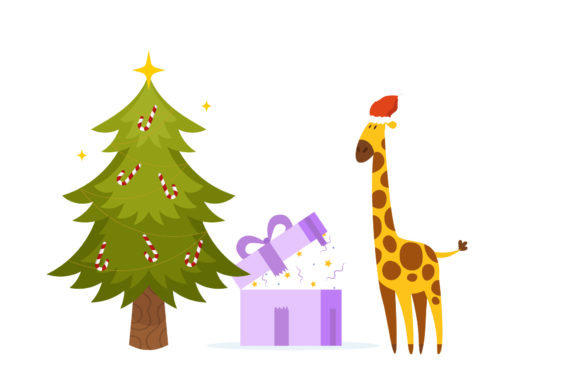 Christmas Giraffe Illustration: A Cute Graphic for Branding