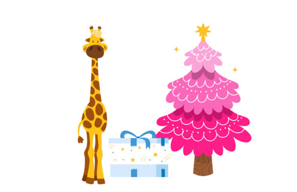 Christmas Giraffe Illustration Gift: A Festive Graphic Design Asset