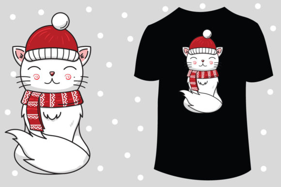 Cute Christmas Cat: A Charming Addition to Your Graphics and Illustrations