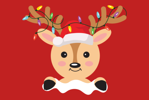 Cute Reindeer Christmas Lights: Festive Graphics for Local Brands