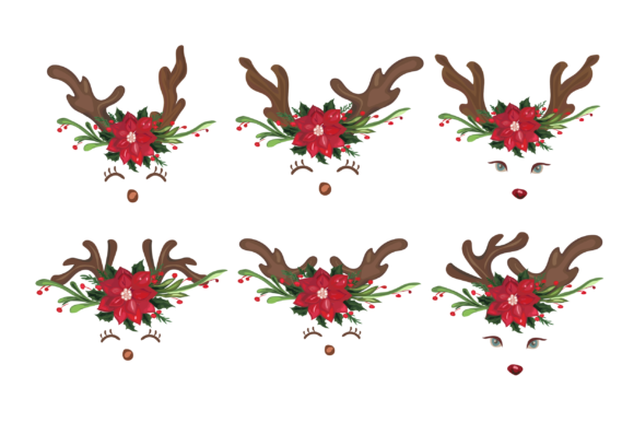 Deer Antler with Christmas Flower: A Festive Graphic for Crafters