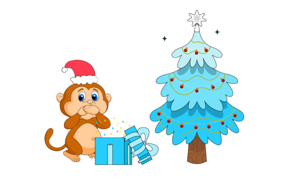 Monkey Christmas Illustration: A Festive Graphics Asset