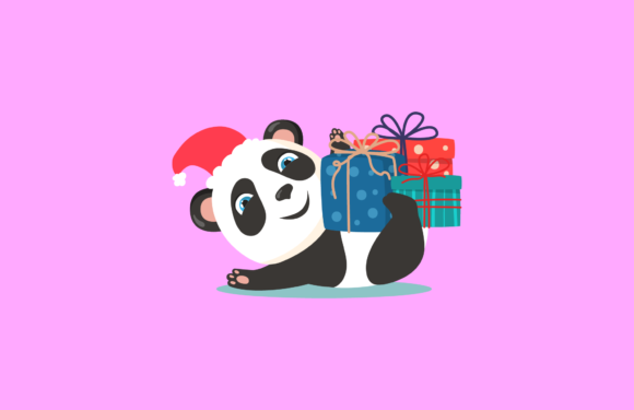 Panda Christmas Gift Illustration for Graphics and Illustrations