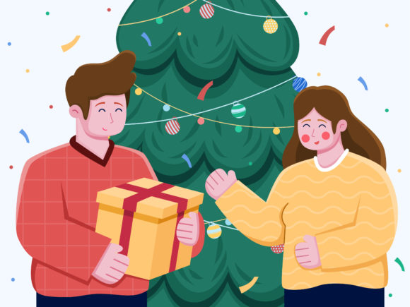 People Giving a Christmas Present: A Festive Embroidery Review