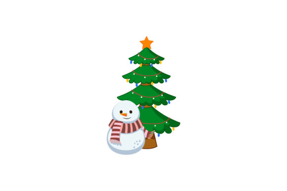 Tree and Snowman Christmas Vector: A Festive Graphics Asset